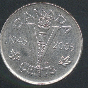 1945-2005P Canada 5 Cents V.E. Day Coin