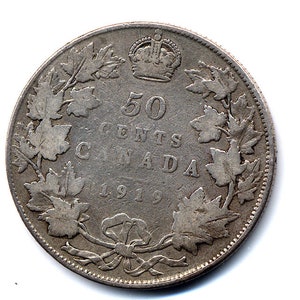 1919 Canada 50-Cents Sterling Silver .925 (King George V) #2