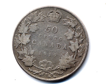 1919年カナダ5セント銀貨キングジョージ - Etsy 日本