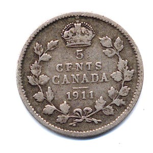 1911 Canadian 5-Cents Silver King (George V)