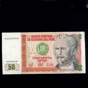1987 Peru 50 Intis Bank Note