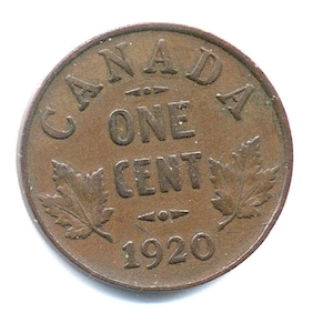 1920 Canadian One-Cent Small (George V)
