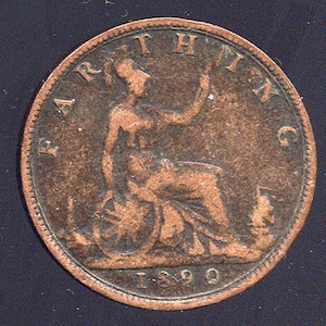 1890 Great Britain Farthing (Queen Victoria).
