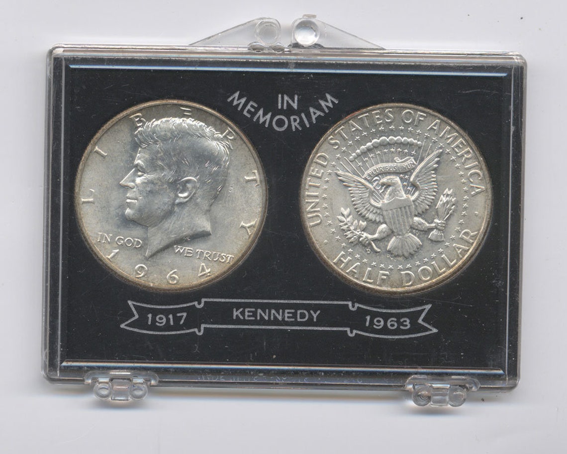 1964D JFK Silver Half Dollars In Memoriam Display Case W/2 Etsy