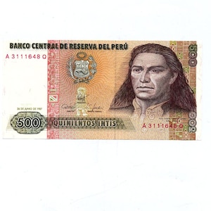 1987 Peru 500 Intis Bank Note UNC