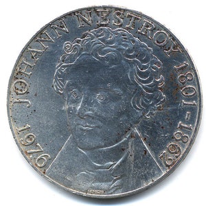 1976 Austria Silver 100 Schilling - Johann Nestroy