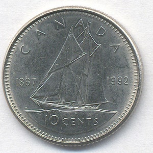 Canada 1992 Low Mintage 10 Cents Coin QUII