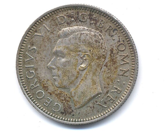 1945 Two Shillings Great Britain 0.500 Silver Coin (king