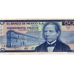 Mexico 50 Pesos Bank Note c1981 Series JJ