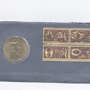 American Revolution Bicentennial 1776-1976 Commemorative Medal w/FDC Envelope