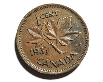 1937 Canada 1 Cent Copper Coin (George VI)