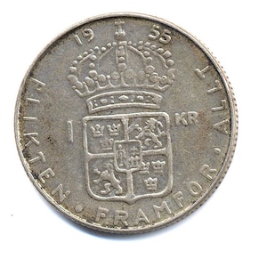 1955 Sweden 1 Krona - King  Gustaf VI Adolf