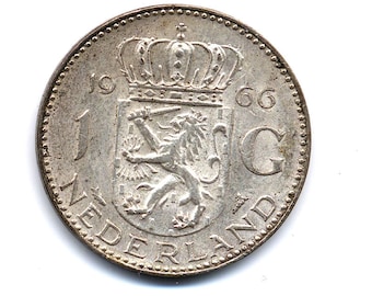 1966 Netherlands Juliana Silver 1 Gulden Coin
