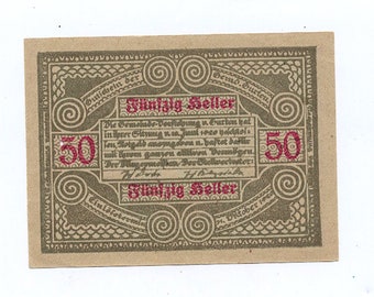 1920 Austria Banconota Gurten 50 Heller
