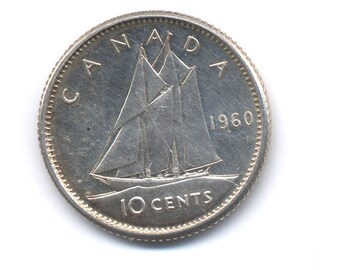 Canadian .10 Cents 1960 Silver UNC