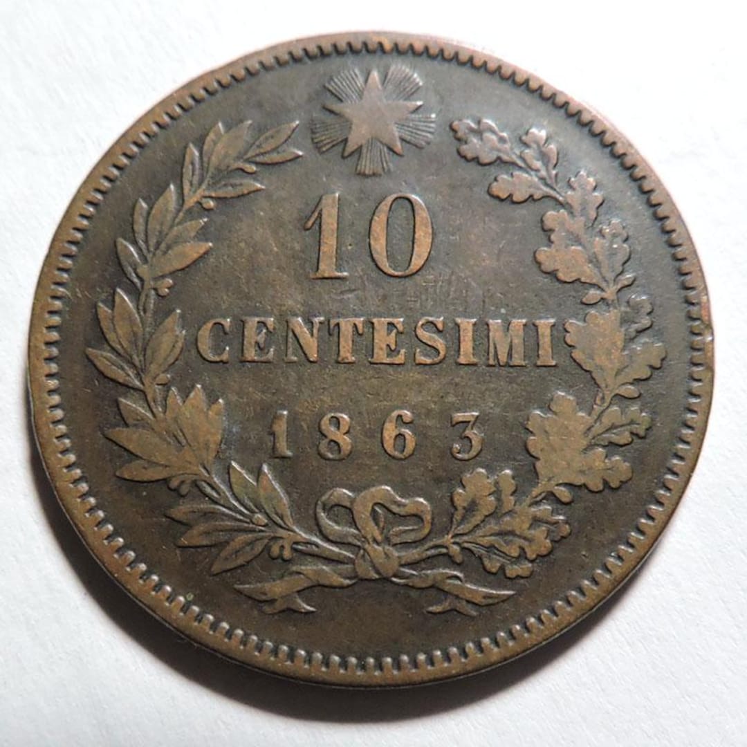 イタリア　10センテシモ銅貨　加刻印　カウンターマーク「SAPOL」 1863年 イタリア 10センテシミ銅貨 - Etsy 日本