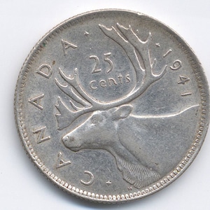 1941 Canada .25 Cents Silver (George VI)