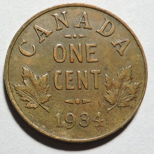1934 Canadian One-Cent Small (George V)