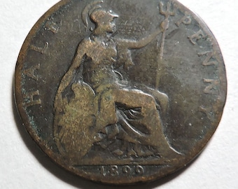 1891年 イギリス ハーフペニー - XF/AU 詳細 - 英国 ハーフペニー 1891