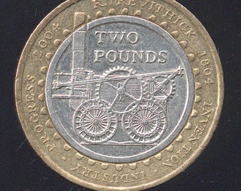 2004 British R. Trevithick Two Pound Steam Locomotive Coin