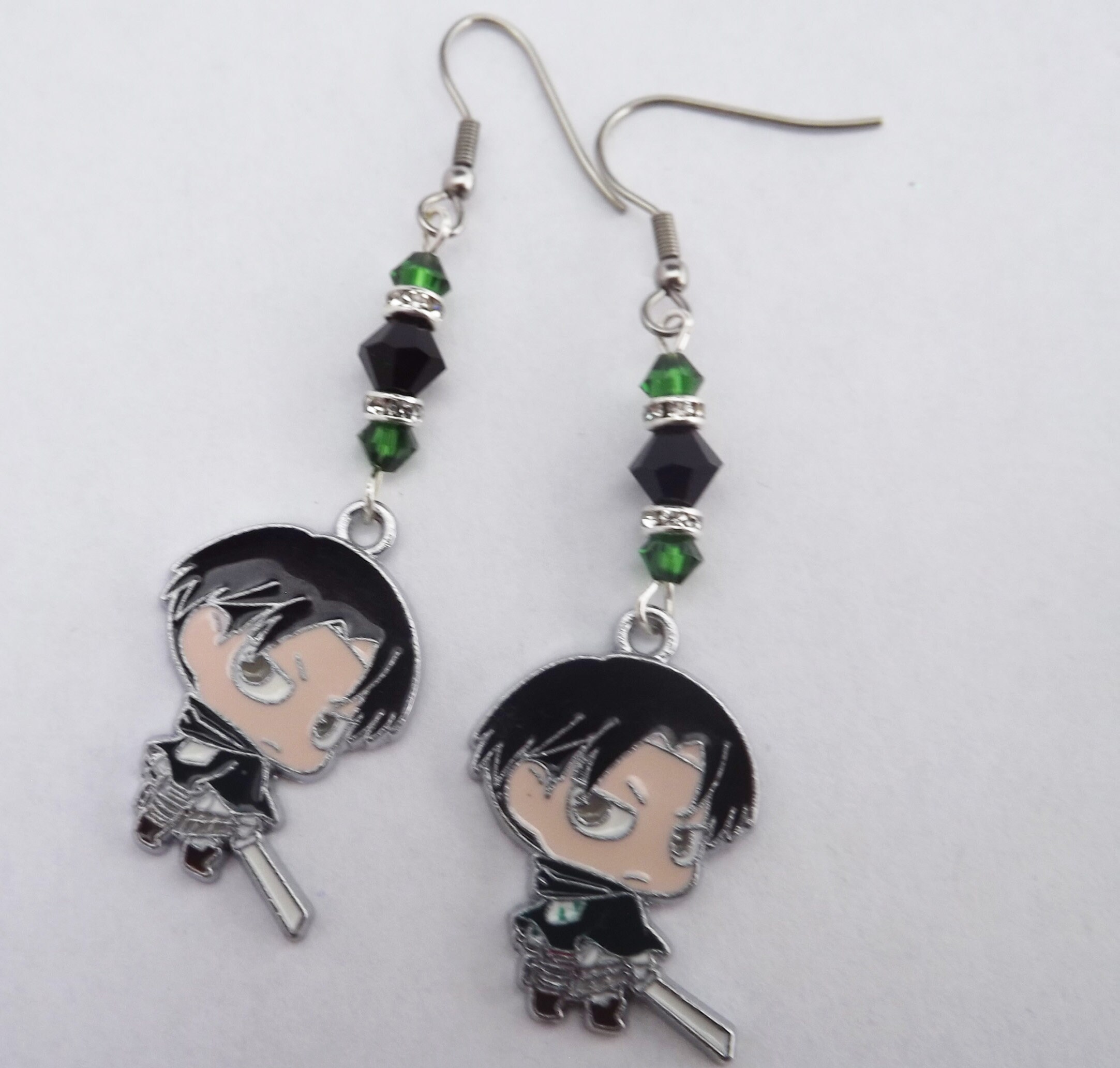 AOT Anime Levi Ackerman Swarovski Crystal Earrings anime | Etsy