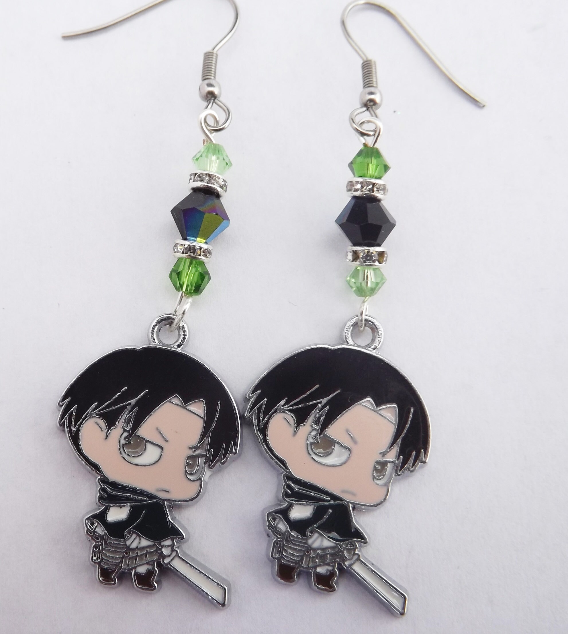 AOT Anime Levi Ackerman Swarovski Crystal Earrings anime | Etsy