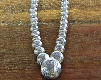 Vintage Stamped Sterling Silver Beaded Necklace