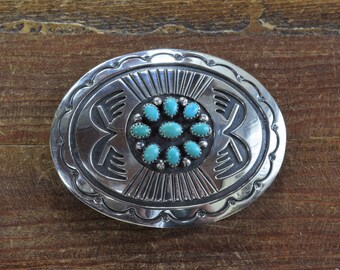 Vintage Inlaid Mexico Alpaca Silver Belt Buckle, Alpaca Belt  display picture 1