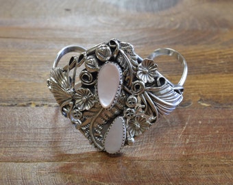 Southwestern Sterling Silver and Mother of Pearl Cuff Bracelet