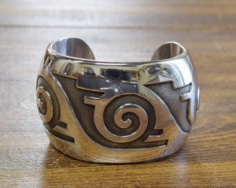 Vintage Sterling Silver Overlay Cuff Bracelet