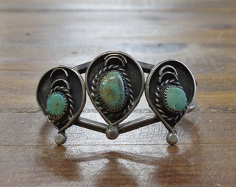 Vintage Sterling Silver and Turquoise Cuff Bracelet