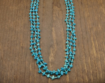 Vintage Southwestern Three Strand Turquoise Heishi Beaded Necklace*