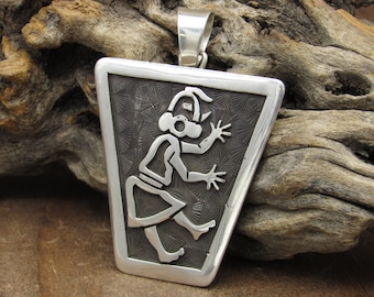 Vintage Sterling Silver Hopi Kachina Overlay Pendant by Fernando Puhuhefvaya *