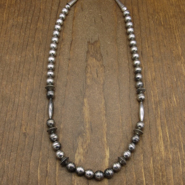 Vintage Southwestern Sterling Silver Bead Necklace