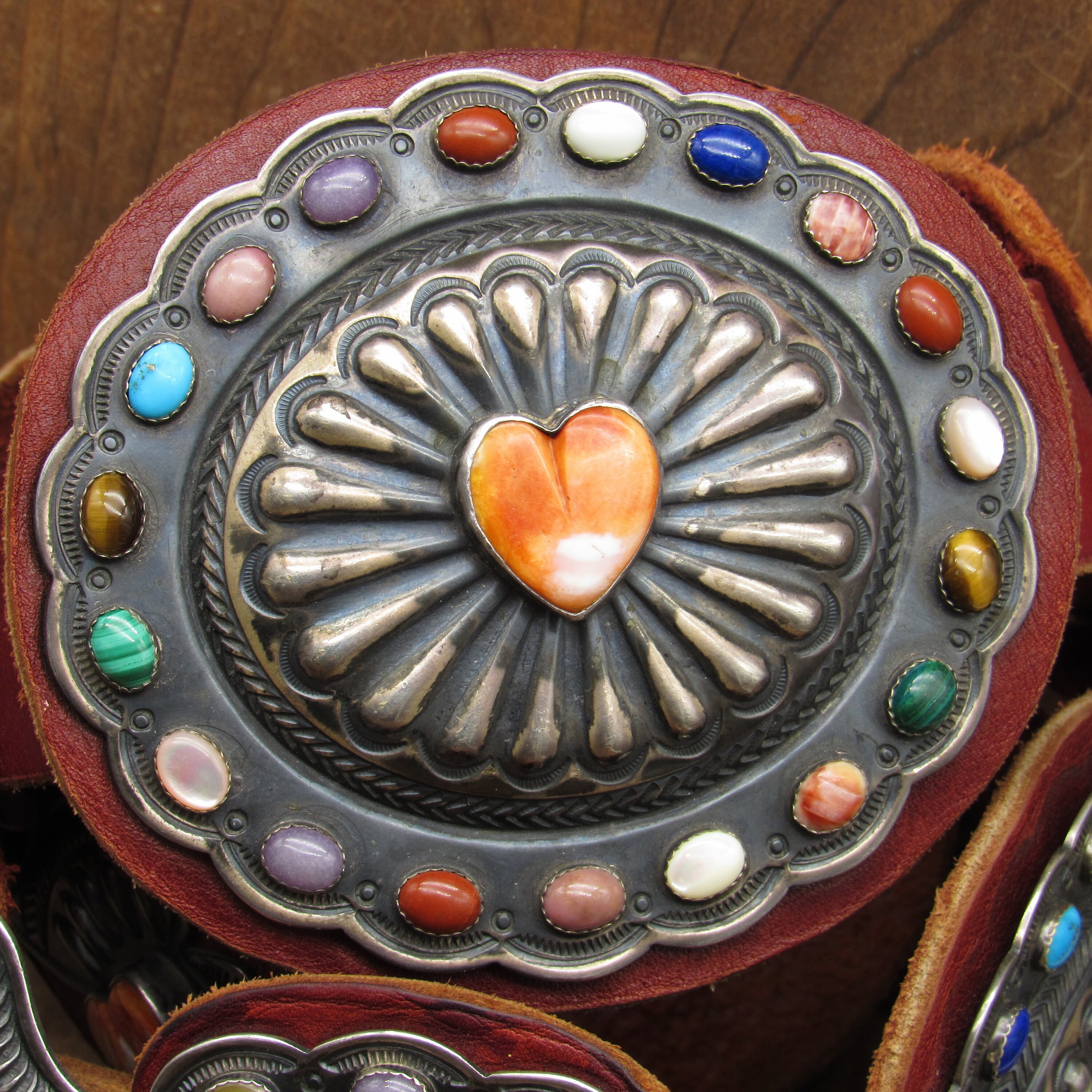 小物 VintageWorks concho belt(33in) Navajo Silver and Leather Concho Belt c. 1990s, 32