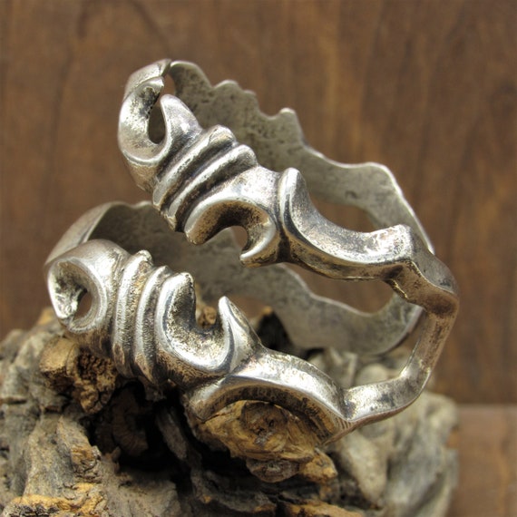 Southwest Sterling Silver Sandcast Cuff Bracelet - image 3
