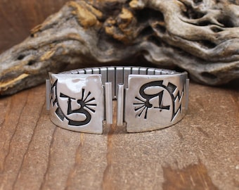 Sterling Silver Overlay Kokopelli Watchband *