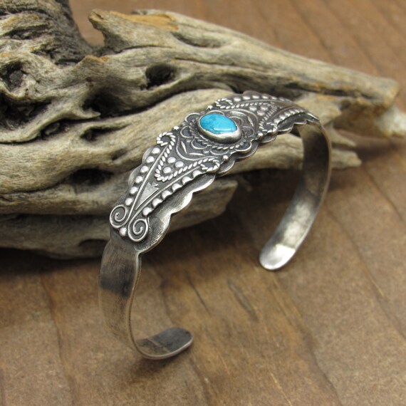 Sterling Silver and Turquoise Silver Arrow Cuff B… - image 6