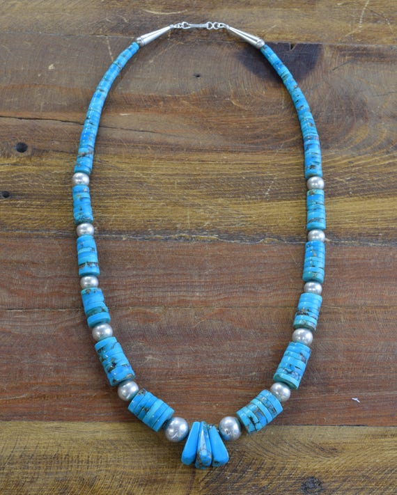 Southwest Turquoise Heshi with Corn and Sterling S