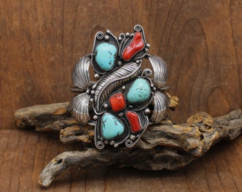 Vintage Navajo Sterling Silver and Turquoise Cuff Bracelet - Etsy