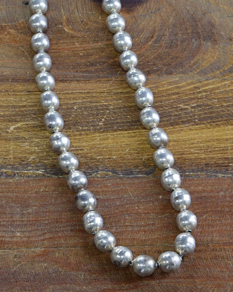 Vintage Taxco Sterling Silver Bead Necklace 18 Etsy