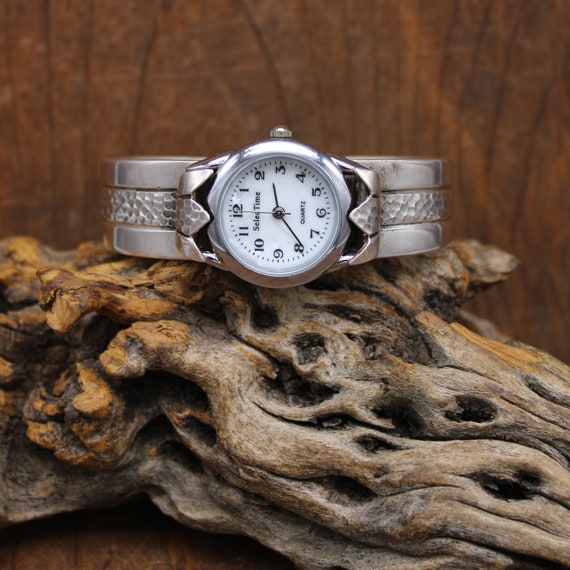 Ladies Sterling Silver Watch Cuff Bracelet by Carlos Diaz 