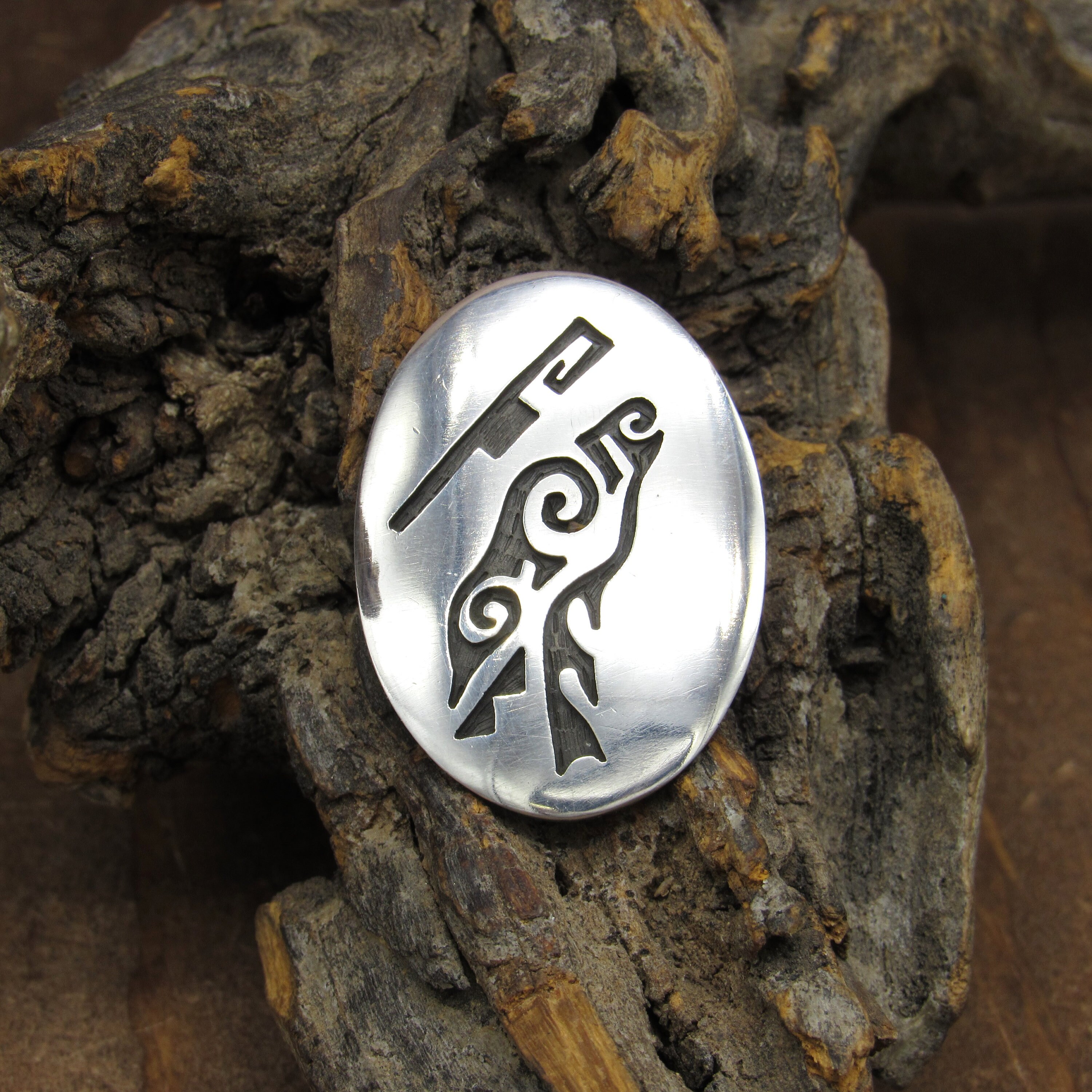 Vintage Sterling Silver Hopi Overlay Pin/pendant by