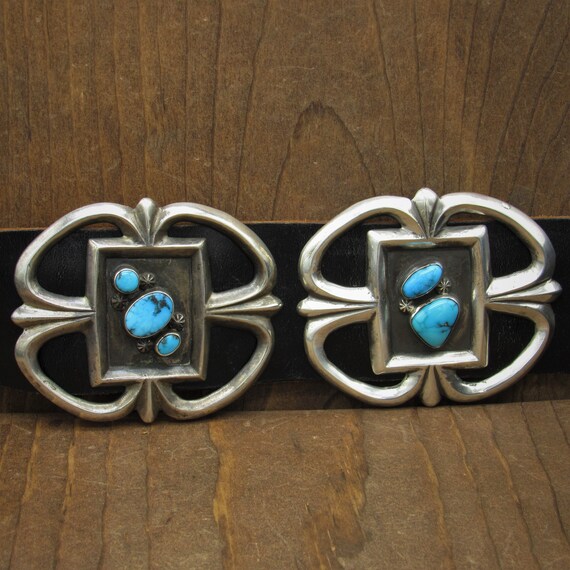 Vintage Sand Cast Sterling Silver and Turquoise C… - image 5