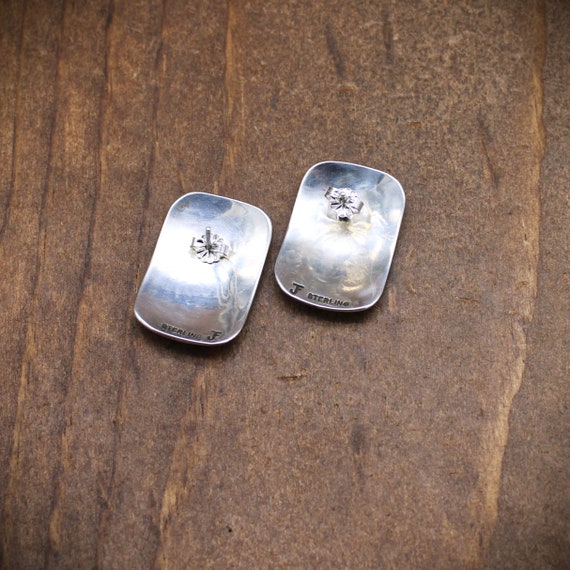Sterling Silver Rectangle Overlay Post Earrings b… - image 4