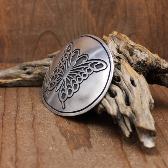 Large Oval Sterling Silver Handmade Butterfly Bel… - image 3