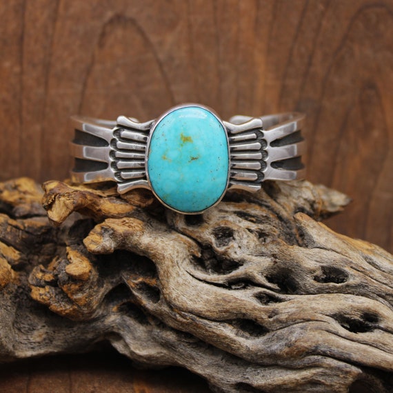 Rick Martinez Magnificent Native American Navajo Spiderweb Turquoise Sterling Silver Bracelet Rick Martinez Magnificent Native American Navajo Spiderweb Turquoise Sterling Silver Bracelet