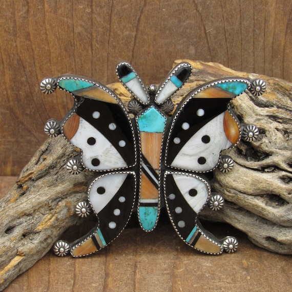 Beautiful Vintage Inlay Large Butterfly Pin - image 1