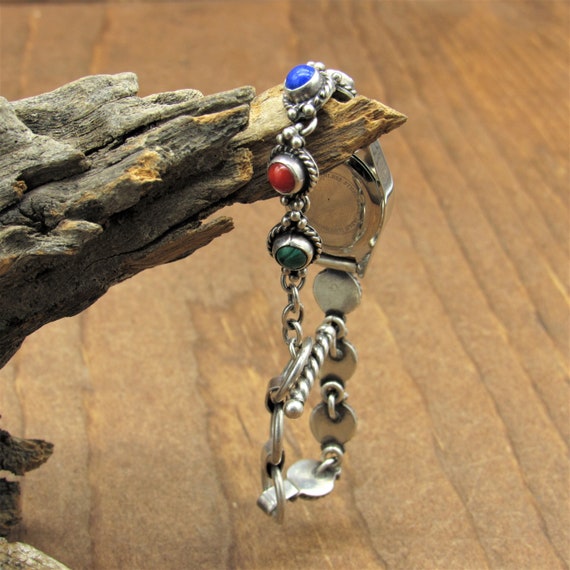 Sterling Silver Southwest Multi Stone Toggle Link… - image 3