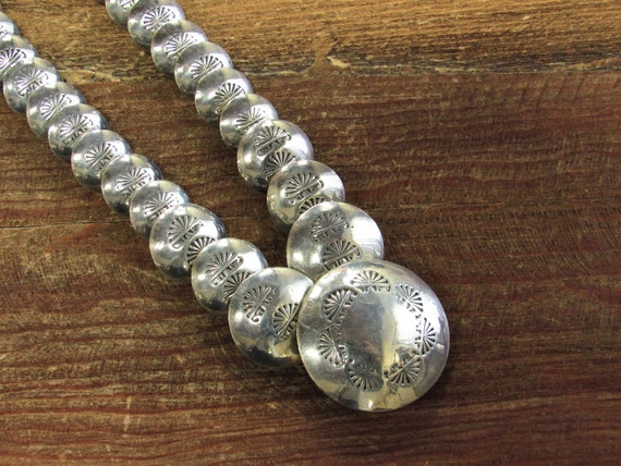 Vintage Stamped Sterling Silver Beaded Necklace - image 2